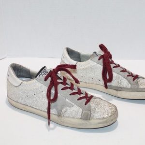 Golden Goose DB SUPERSTAR Silver Glitter Sneakers